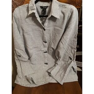 Ali Miles 1X Blue Seersucker Light Weight Top